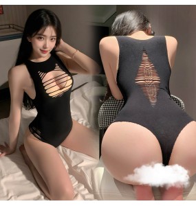 FEE ET MOI - Sexy Tear-Away Hollow-Out Bodystocking (Black)